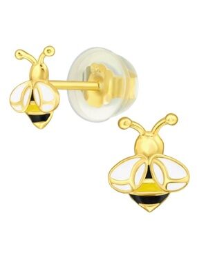 24k Gold Vermeil Tiny Bee Studs